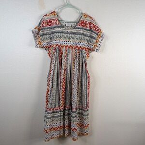 Go Softly Women's Patio House Dress Multicolor Sz S Midi Pullover Aztec Muumuu